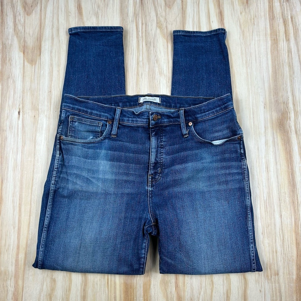 Madewell Slim Straight‎ Blue Jeans Flex Denim Women's Size 34TL Tall Long 36x32